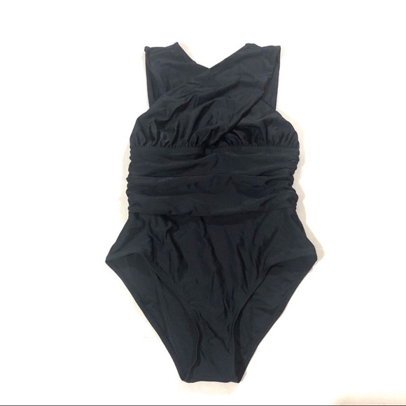 Lapaya Front Criss Cross Ruched One Piece Swimsuit - Picture 1 of 6